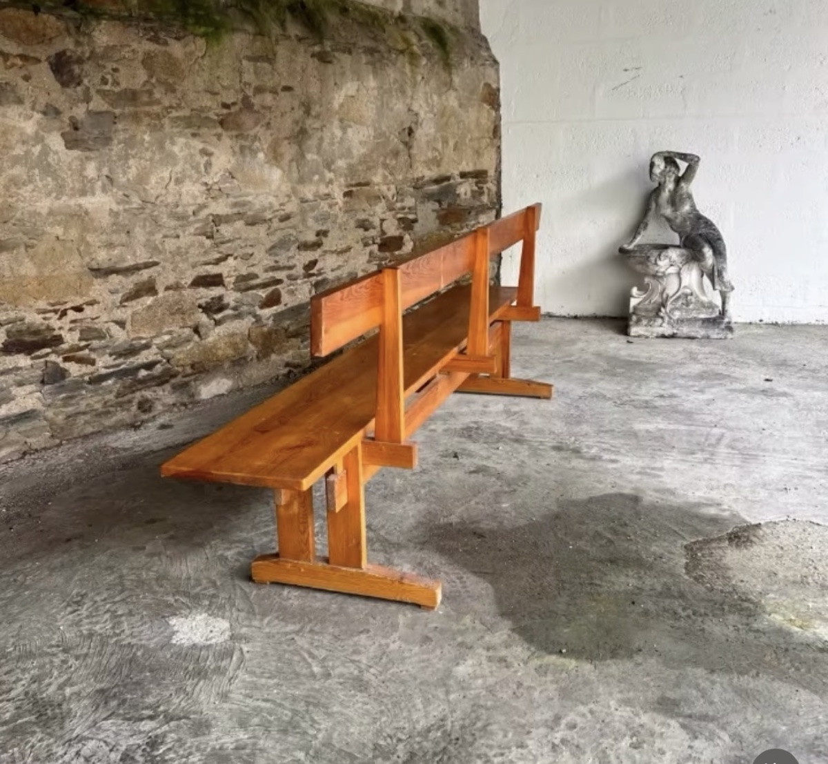 Large Pine Bench From The 60s-photo-4