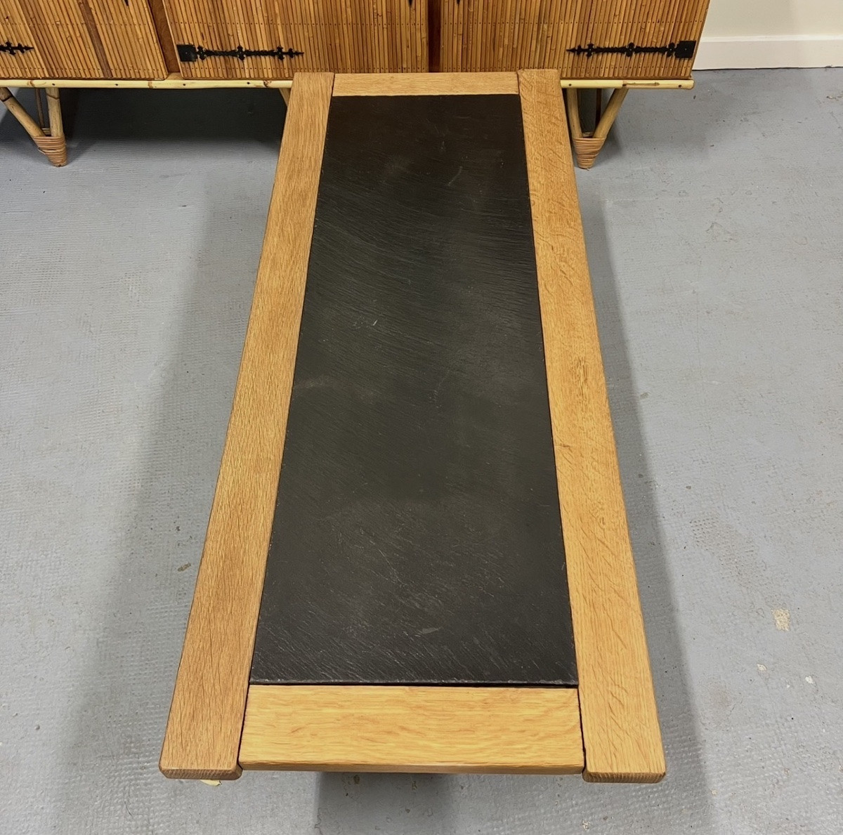 Oak Coffee Table,slate Top-photo-3