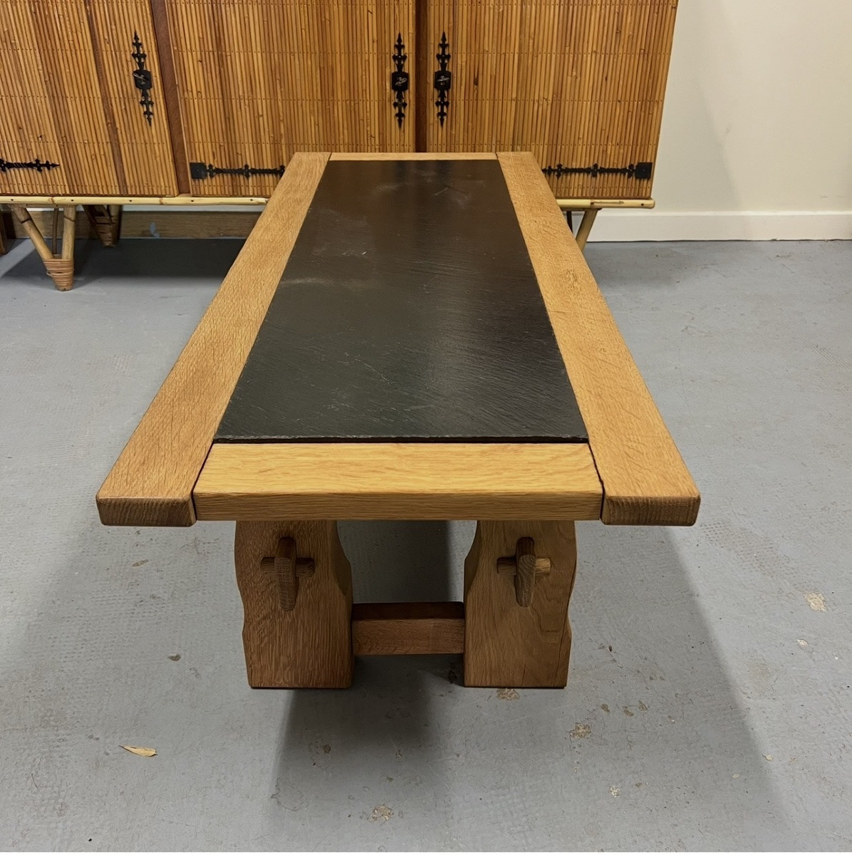Oak Coffee Table,slate Top-photo-4