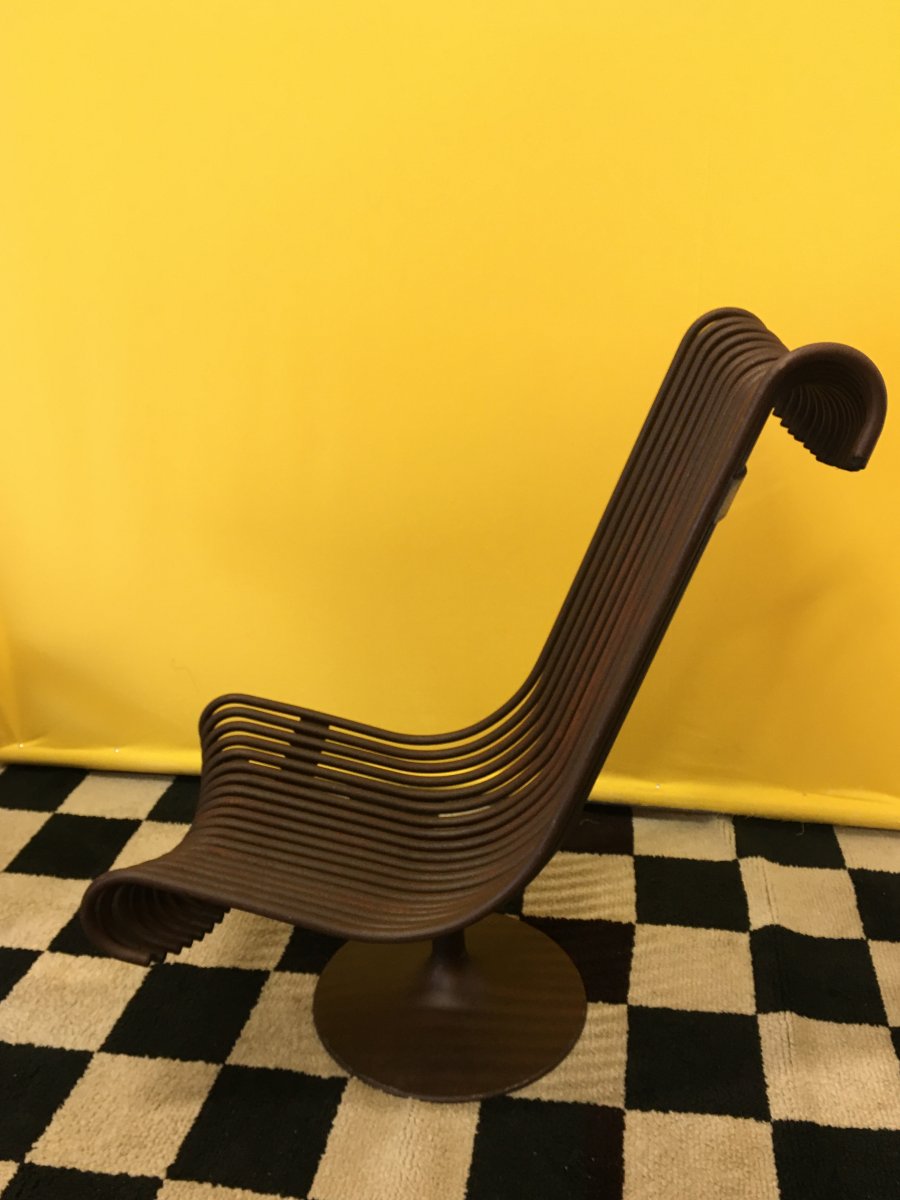 Paire De Fauteuils En Tubes  De Fer Forgées Années 1970.-photo-3