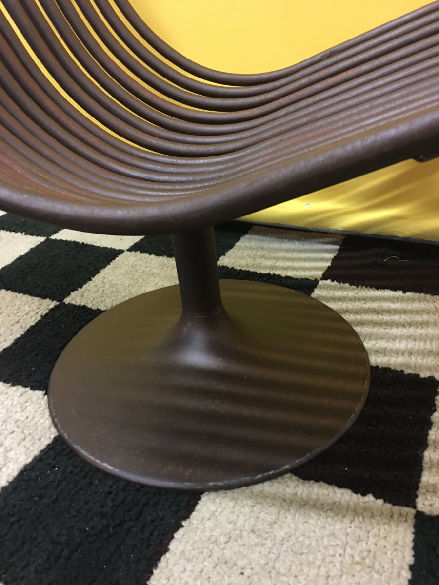 Paire De Fauteuils En Tubes  De Fer Forgées Années 1970.-photo-3