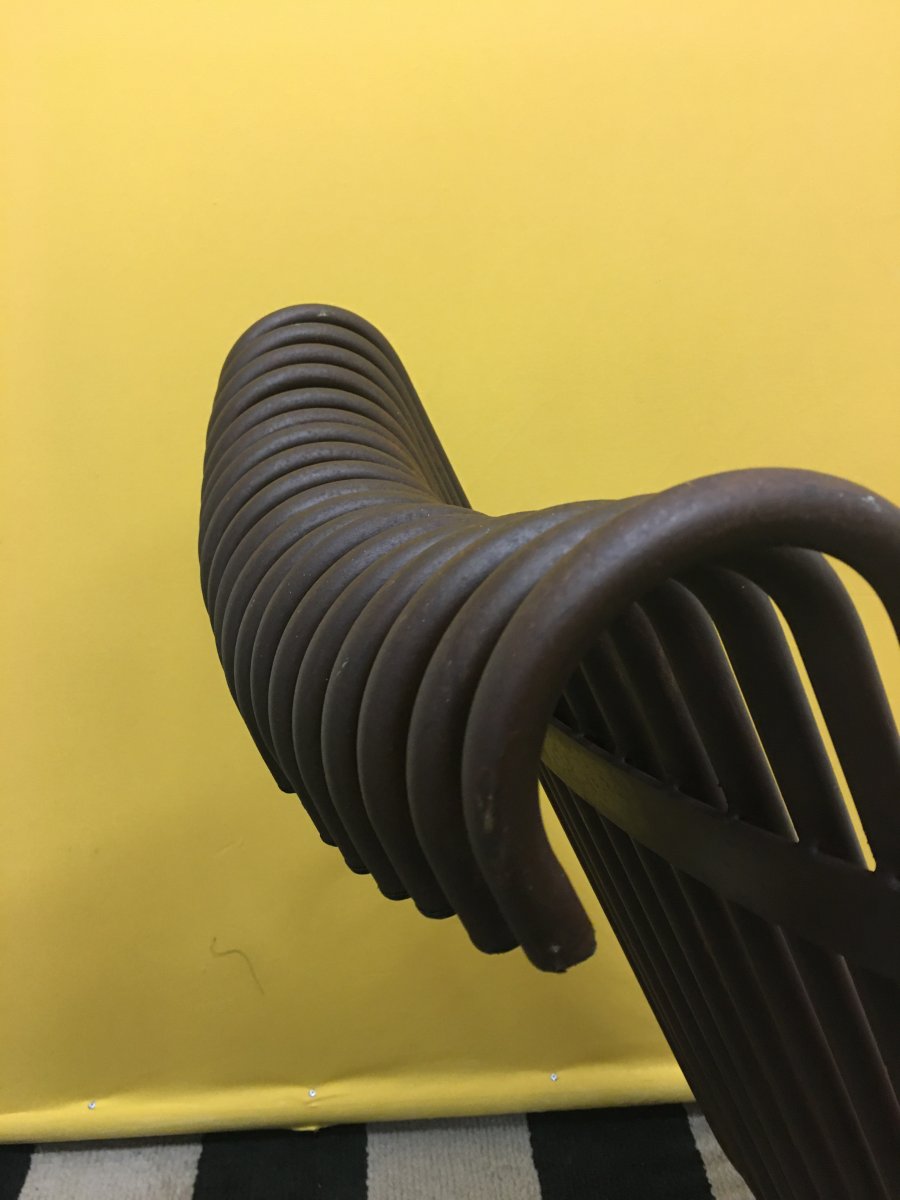 Paire De Fauteuils En Tubes  De Fer Forgées Années 1970.-photo-4