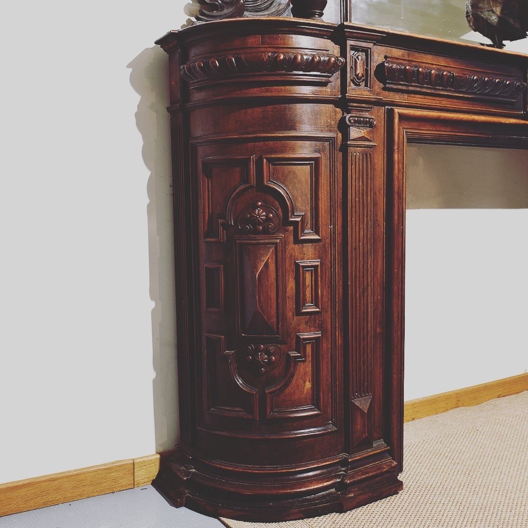 Grande Chemin&eacute;e XIX&eacute;me De Ch&acirc;teau Et Son Trumeau-photo-3