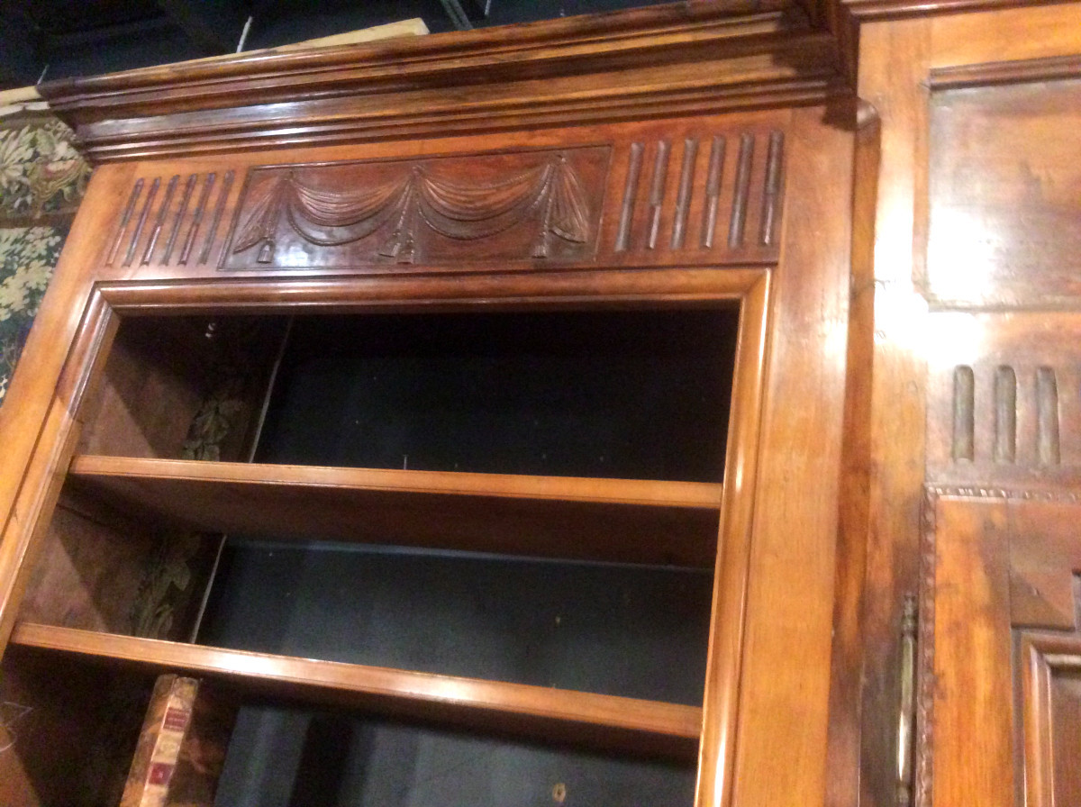 Important Walnut Wood Paneled Library - 19th Century-photo-3