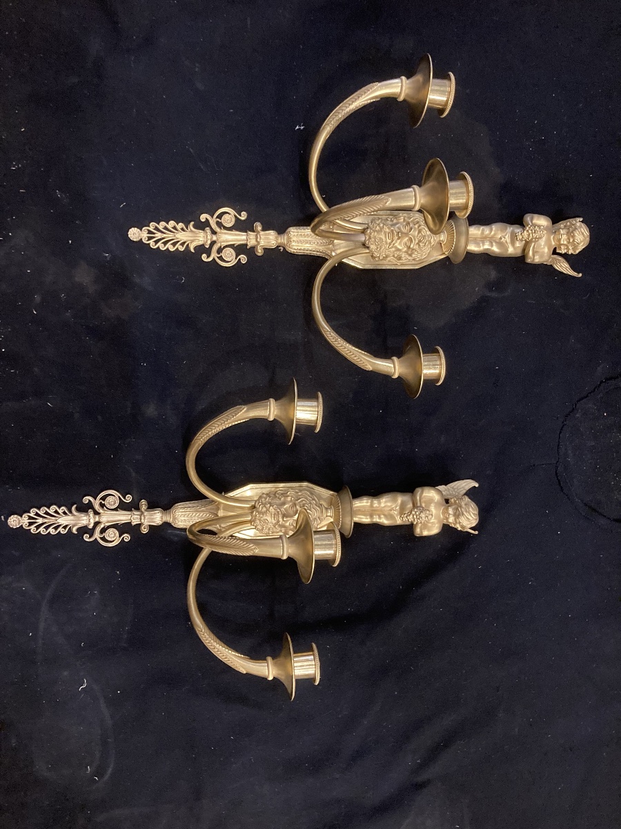 A Lovely Pair Of Bronze Wall Sconces