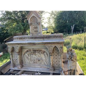 Chapel Altar In Cast Iron, 19th Century.