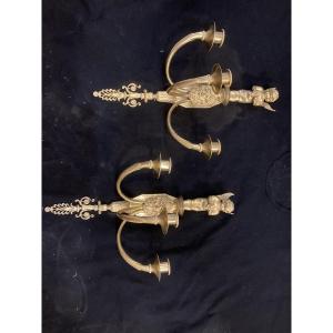 A Lovely Pair Of Bronze Wall Sconces