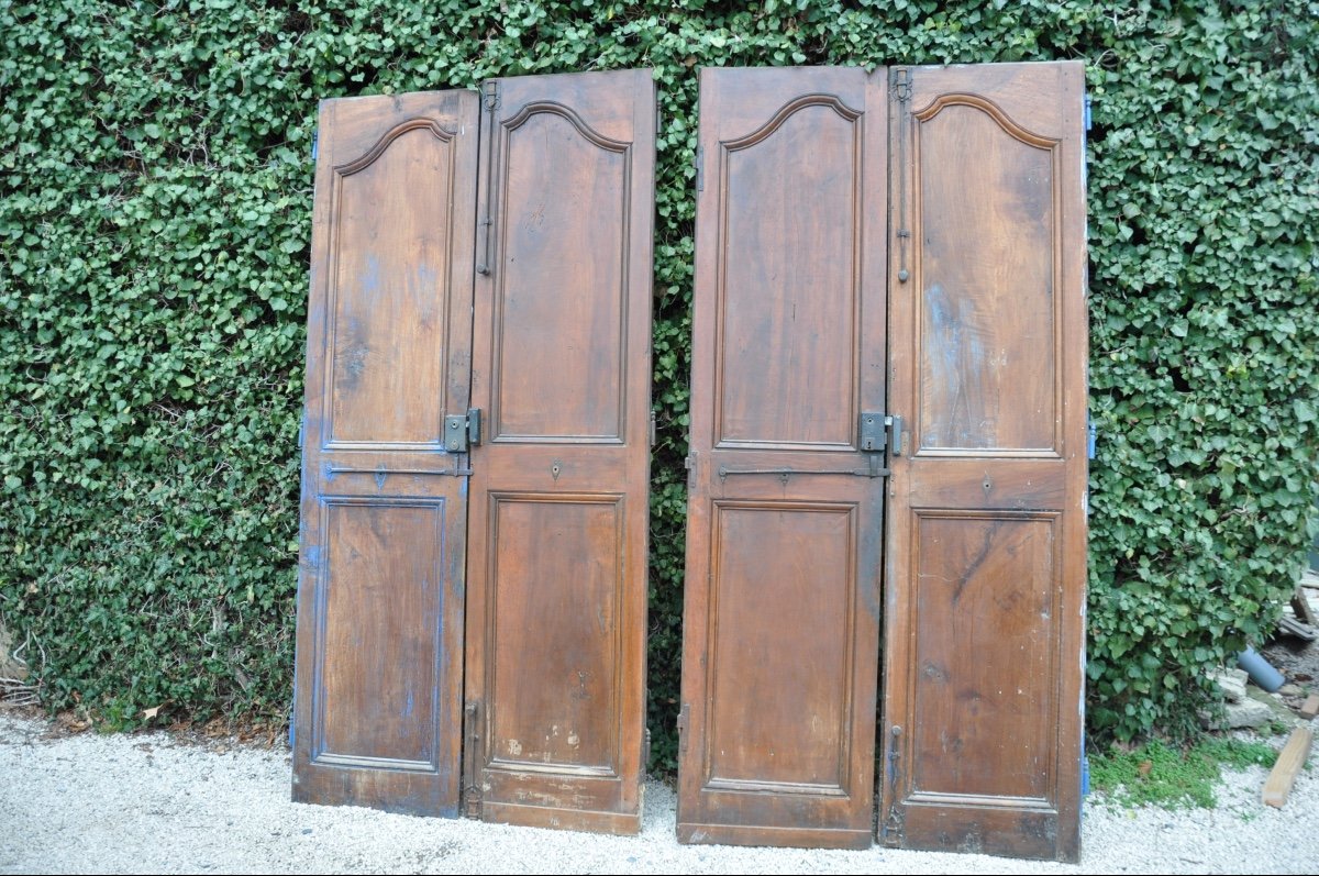 Deux Paires De Portes De Communication Louis XV En Noyer -photo-2
