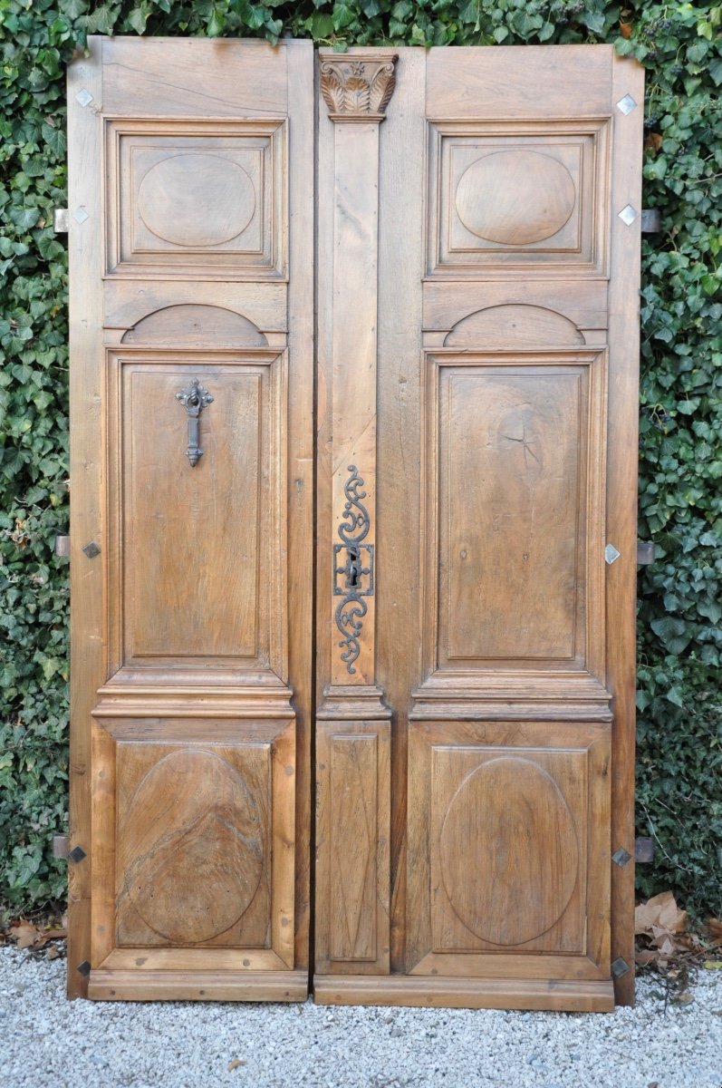 Porte Ancienne Porte D’entrée En Noyer Début Dix-neuvième -photo-2