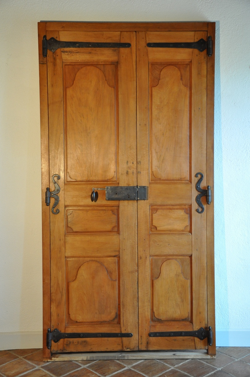 Antique Double-leaf Communicating Door In Double-sided Walnut, 19th Century -photo-2