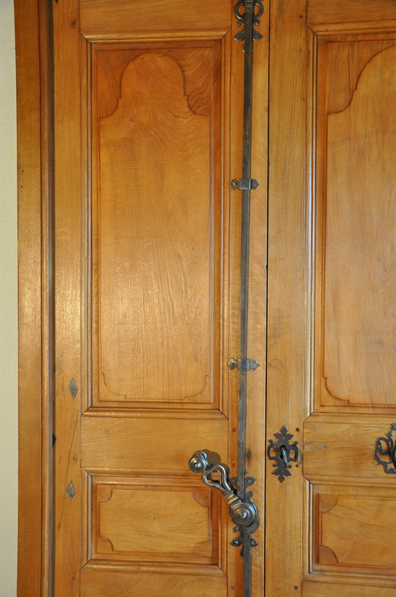 Antique Double-leaf Communicating Door In Double-sided Walnut, 19th Century -photo-3