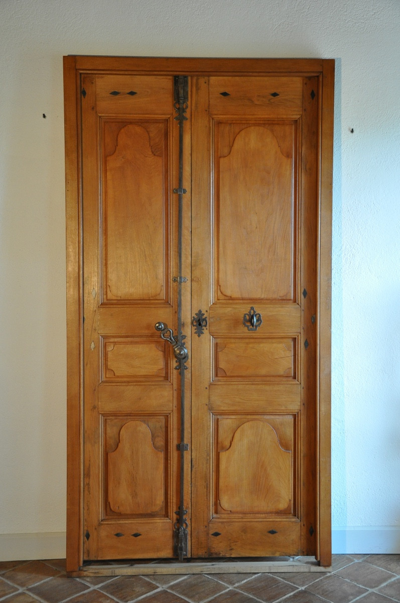 Antique Double-leaf Communicating Door In Double-sided Walnut, 19th Century 