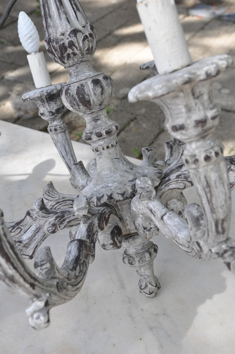 Carved Wooden Chandelier -photo-3