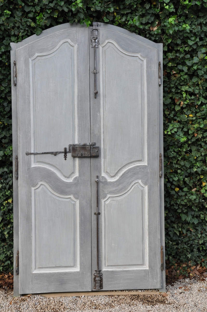 Double-sided Communicating Door In Painted And Patinated Oak, Eighteenth Century -photo-2