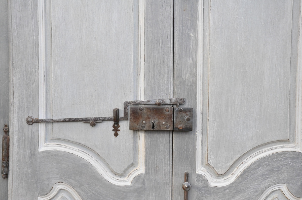 Double-sided Communicating Door In Painted And Patinated Oak, Eighteenth Century -photo-3