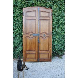 Beautiful Communication Door With Two Leaves In Walnut And Double Sides Eighteenth Century