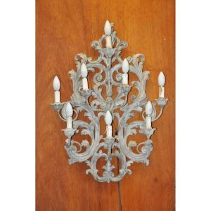 Applique en bois finement sculpté à 8 lumières 