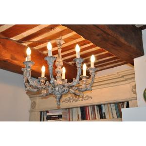 Carved Wooden Chandelier 