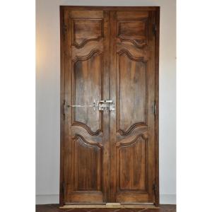 Porte de communication à deux vantaux en noyer,double faces,dix-huitième 