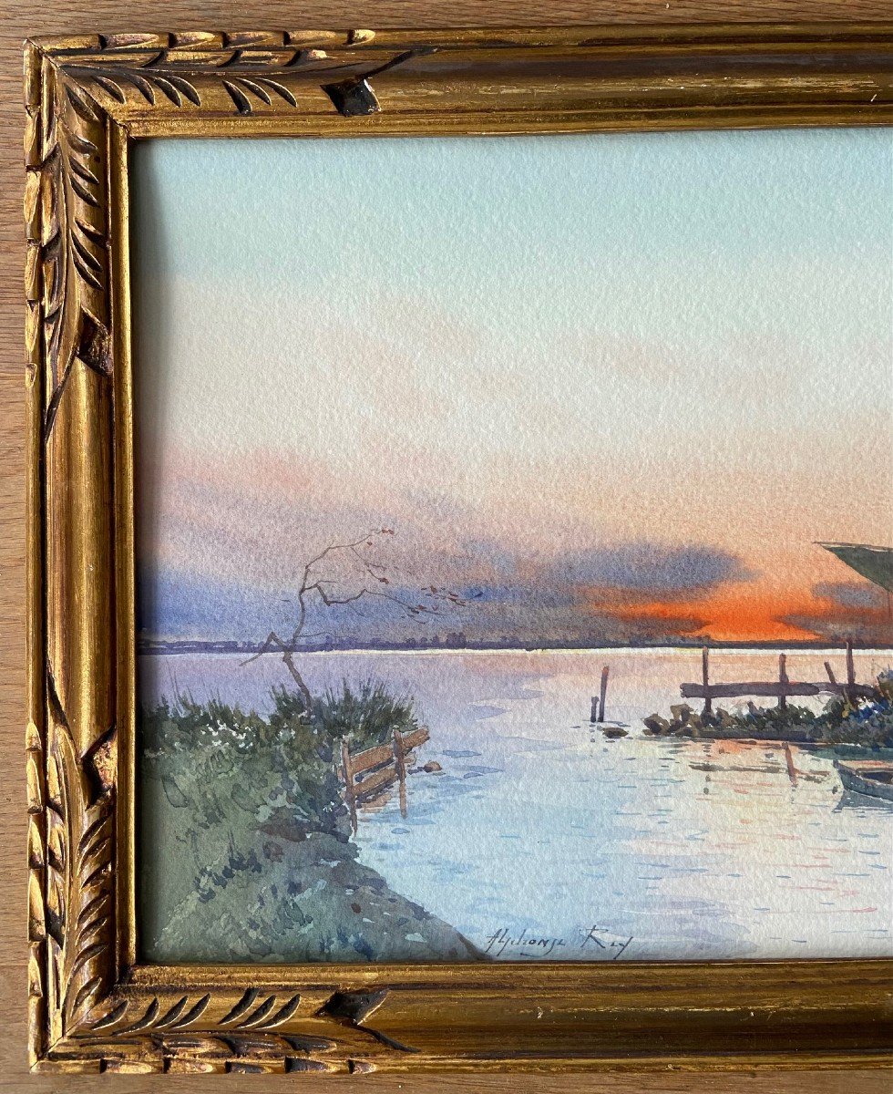 Alphonse Rey, Coucher De Soleil En Camargue-photo-1