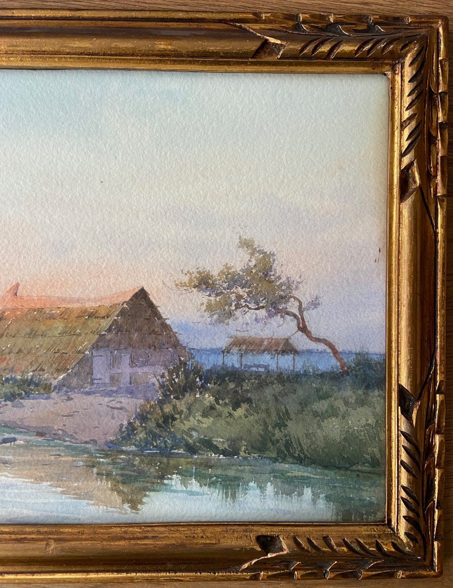 Alphonse Rey, Coucher De Soleil En Camargue-photo-3
