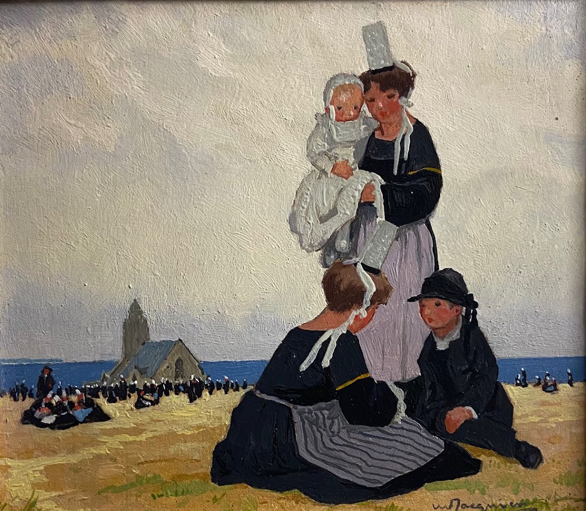 Marcel Jacquier, Scène De Pardon à Notre Dame De La Joie. Bretagne-photo-3