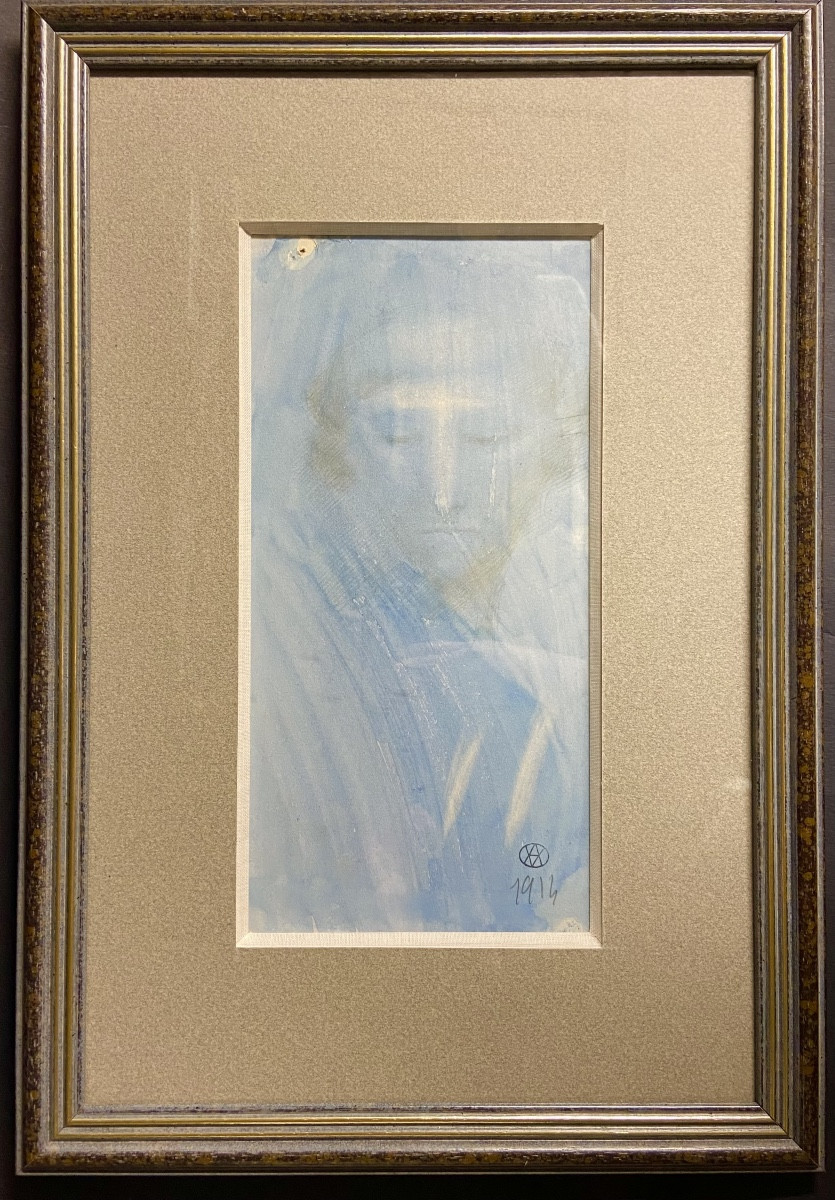 André Abbal, Symbolist Portrait. Watercolor-photo-2