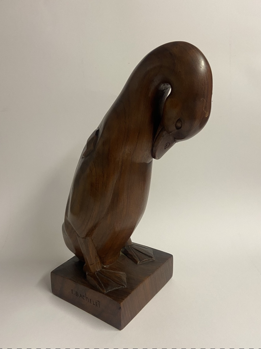 Emile Bachelet, Duck, Wooden Sculpture-photo-3