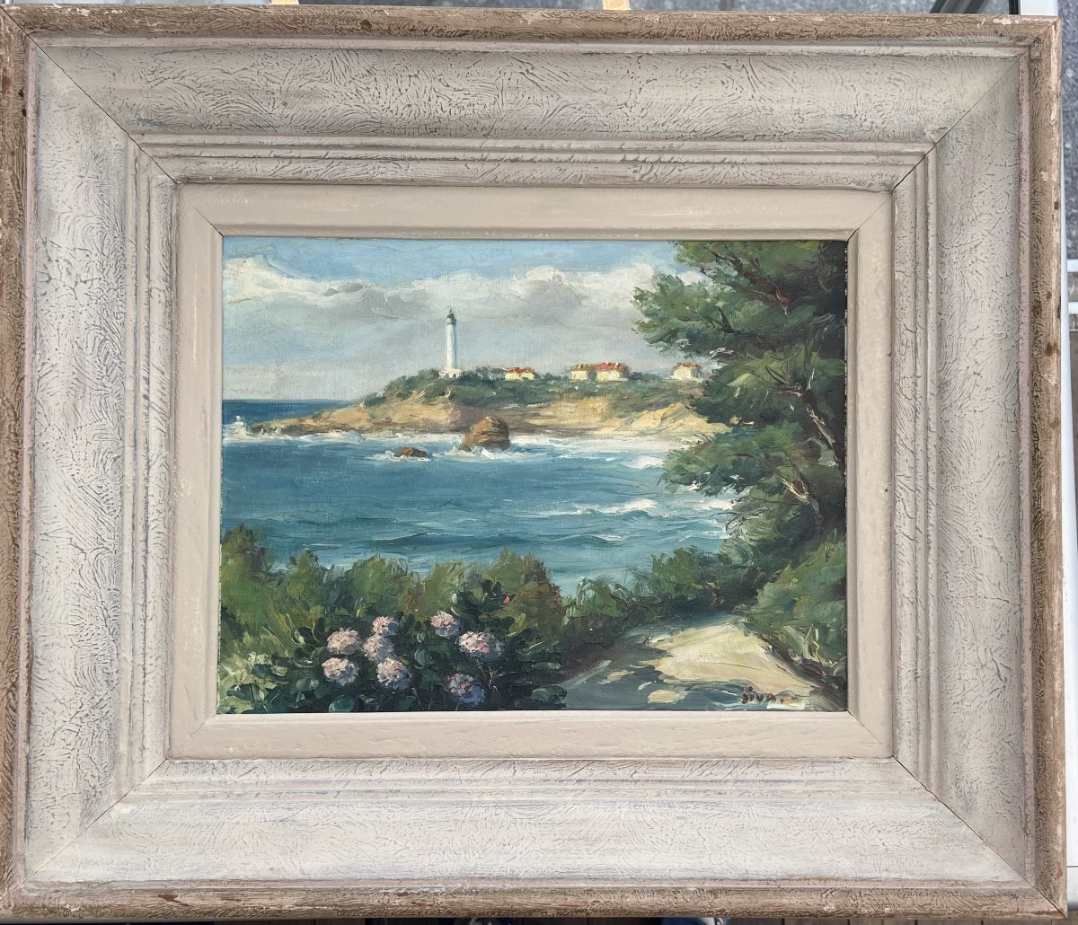 Biarritz, la cote et le phare, huile sur toile. Jiva-photo-2