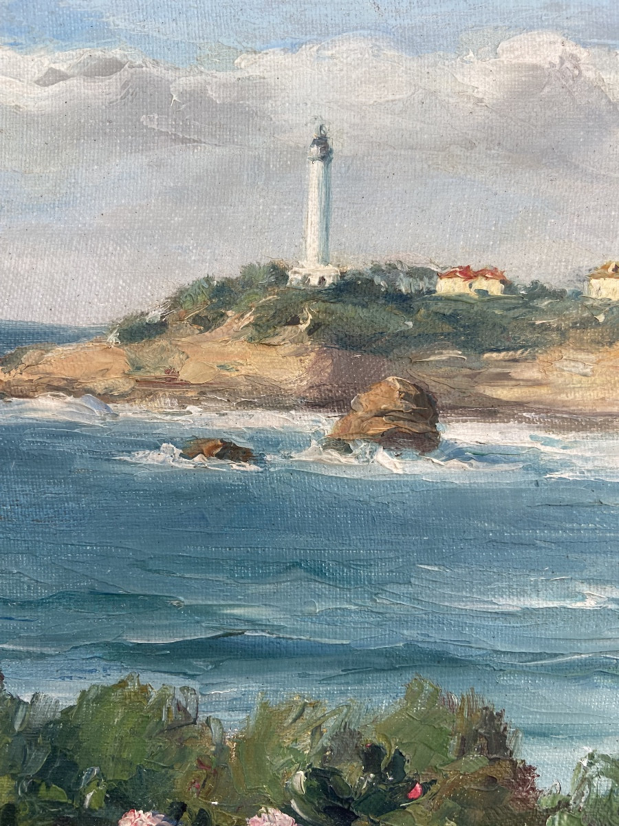 Biarritz, la cote et le phare, huile sur toile. Jiva-photo-3