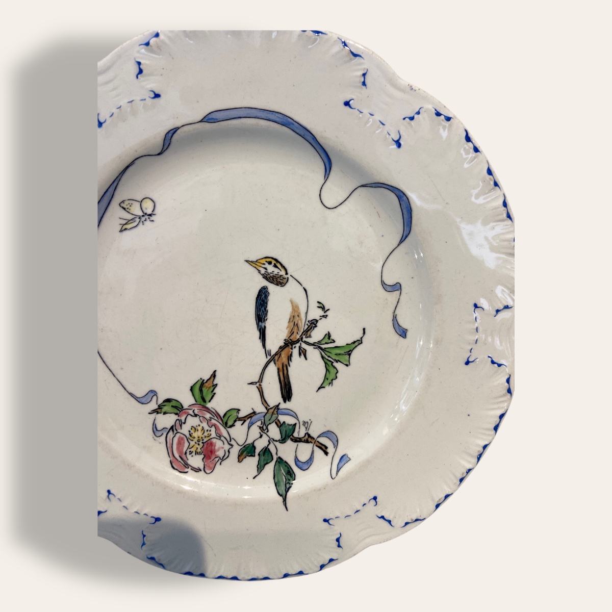 Assiette Fleurs et Ruban par Félix Bracquemond, Creil Montereau pour Haviland-photo-2