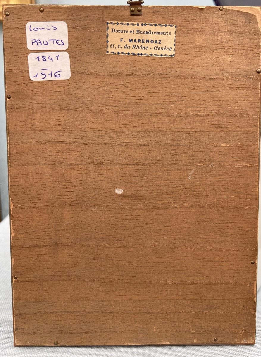 Louis Pautex, bouquet de Violettes à la rose jaune. Aquarelle Miniature-photo-4