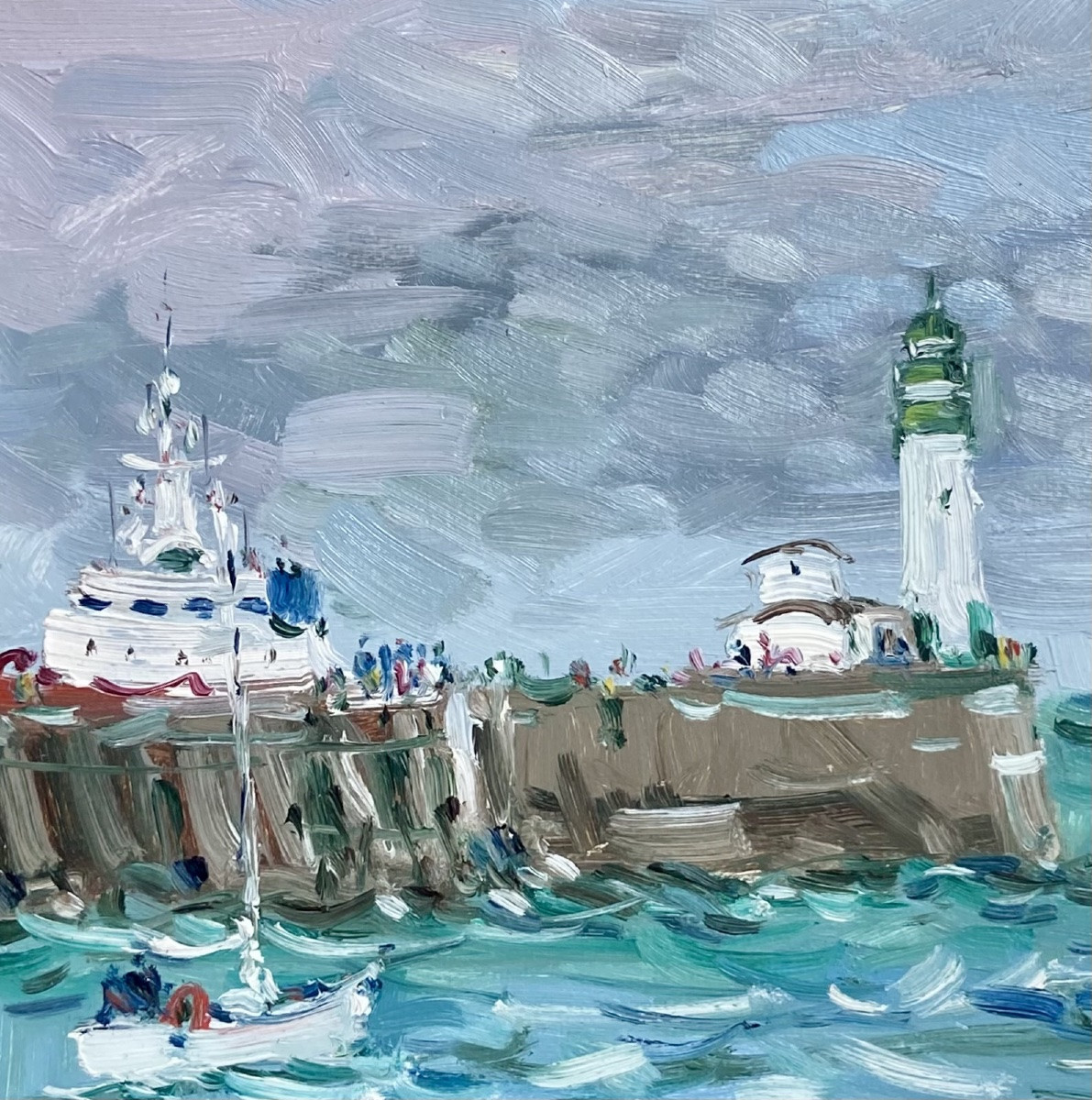 Guy Legrendre, Le Tréport. The Jetty, The Departure For Fishing.-photo-4