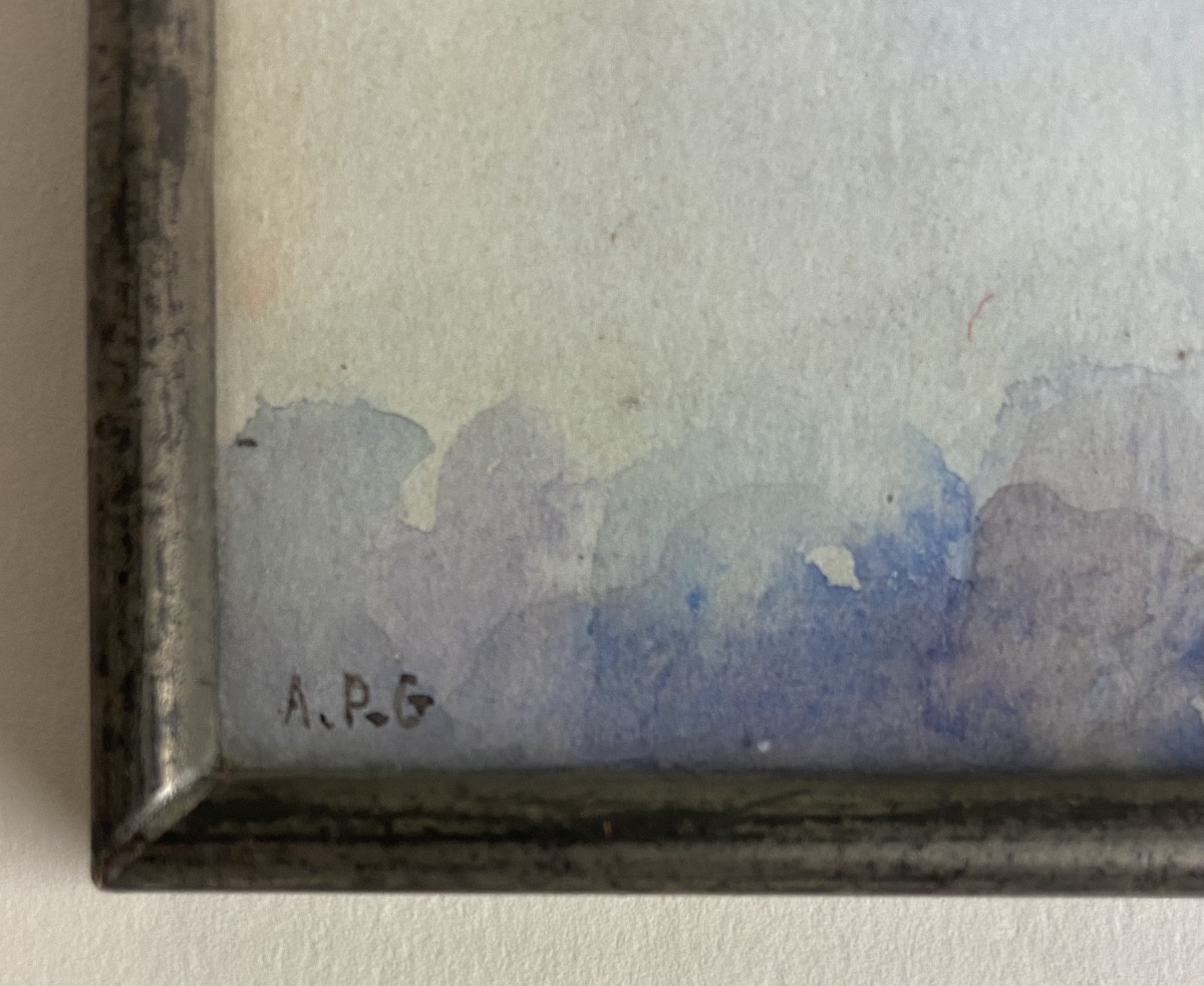 The Nest, The Storks, And The Chicks. Watercolor Signed Apg Alsace Strasbourg-photo-1