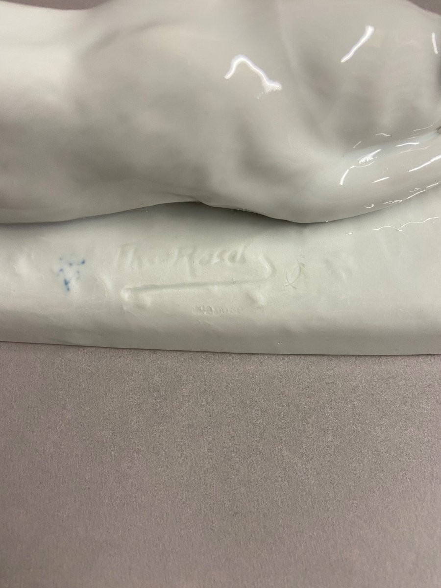 The Cat And Mouse, Villenauxe La Grande, Porcelain Piece Signed. Théo Rosel?-photo-3