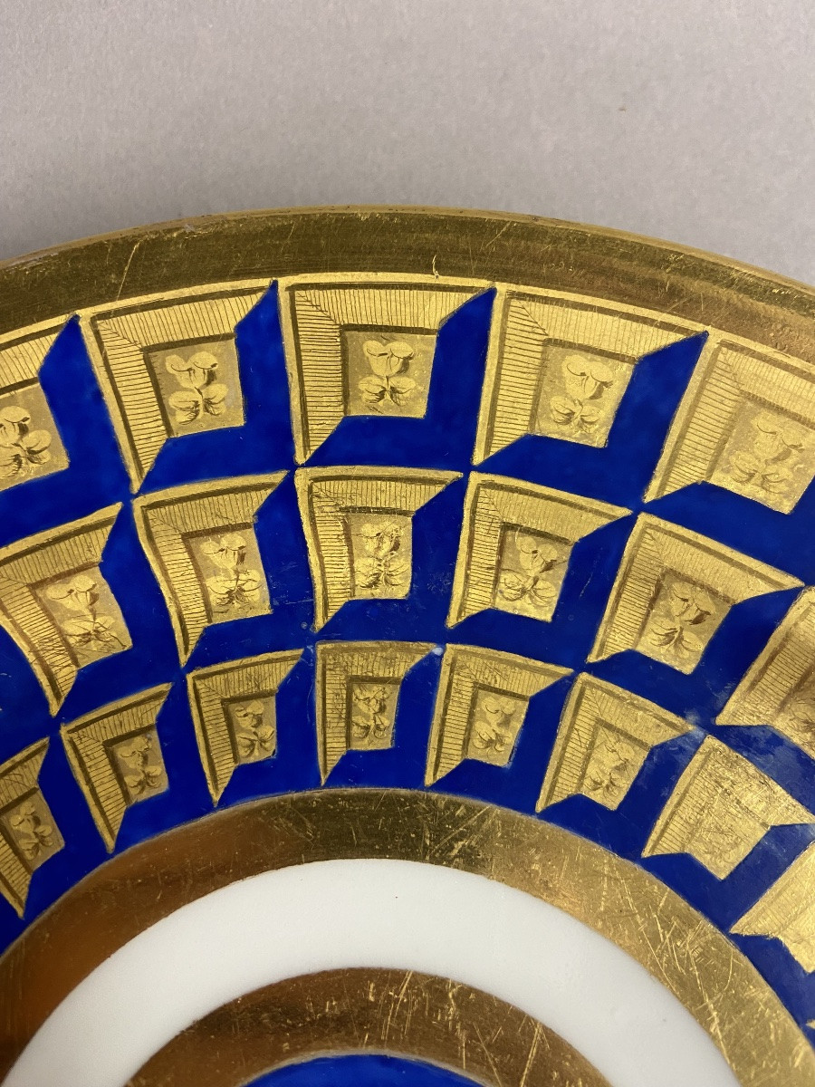 Rare Plate Depicting The Dome Of The Pantheon In Rome. Paris Porcelain? Gilded Decoration-photo-6