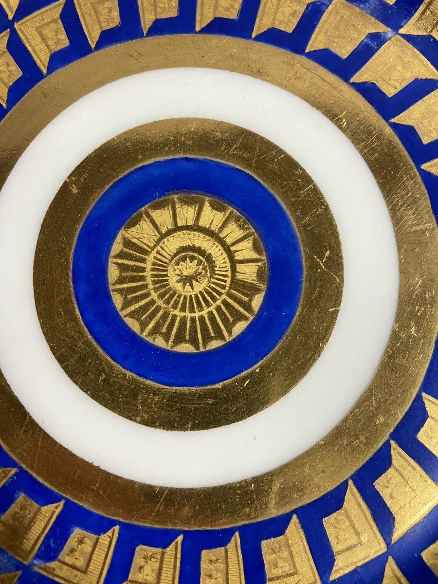Rare Plate Depicting The Dome Of The Pantheon In Rome. Paris Porcelain? Gilded Decoration-photo-7