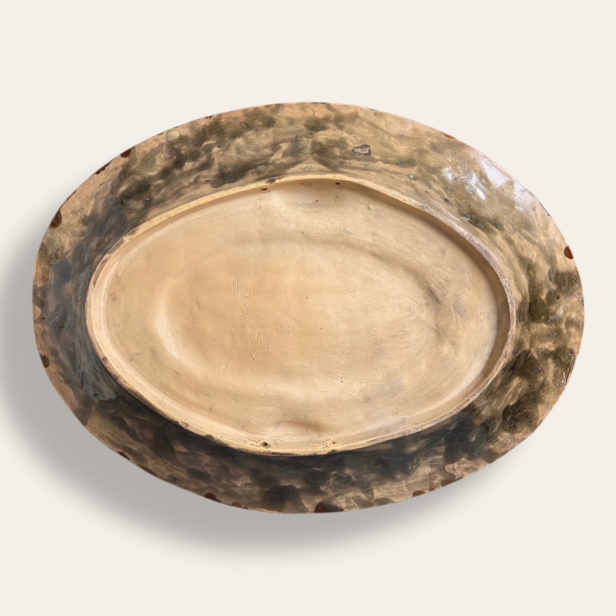 Grand plat barbotine François Goras, Angoulême, suiveur Palissy. Figuline, Ecole de Tours-photo-8