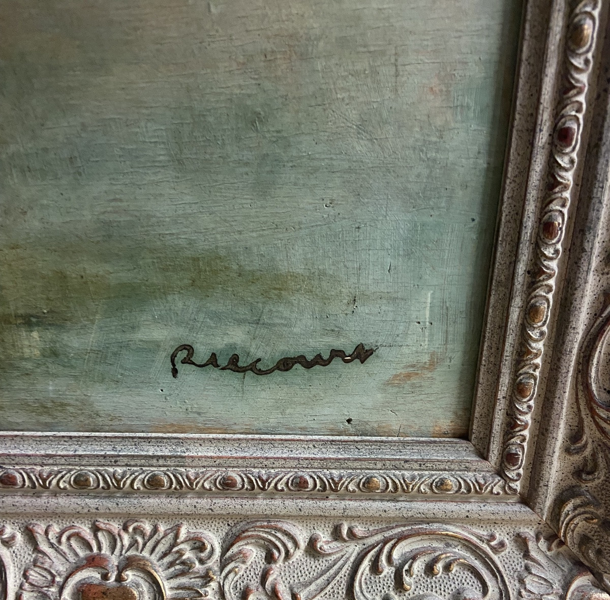 Raimond Lecourt, la traite, le veau au champ. Tableau double faces, Normandie-photo-7