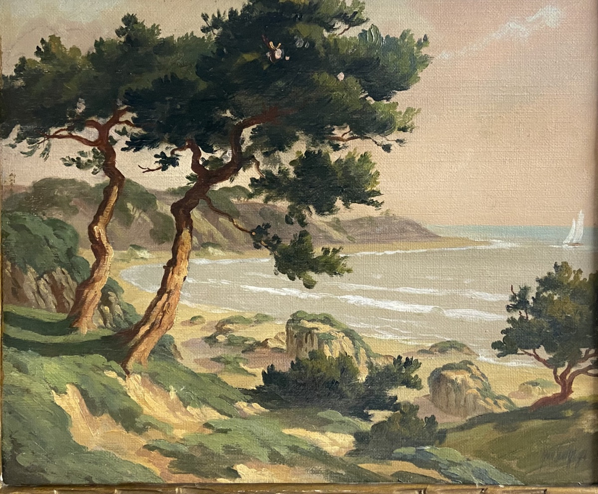 Jean Saint Georges, huile sur carton située la plage de Pornichet, vers Sainte Marguerite ?-photo-2