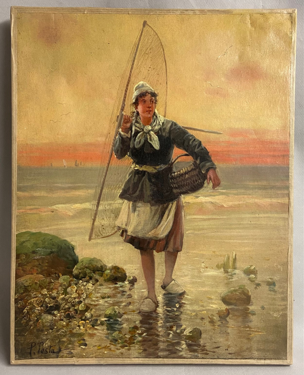 Pierre Testu, The Shrimp Fisherwoman, Coôte d'Opale. Wissant? Berck?