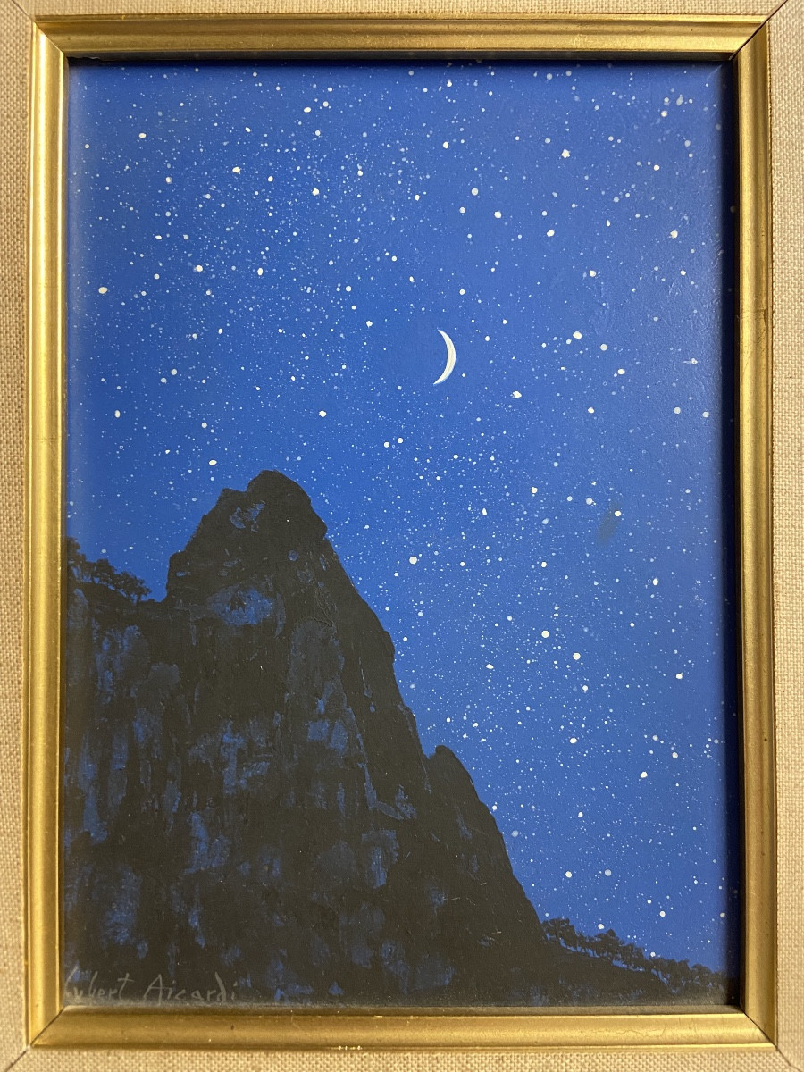 Hubert Aicardi, The Mountains Of Provence In The Moonlight, The Pines-photo-2