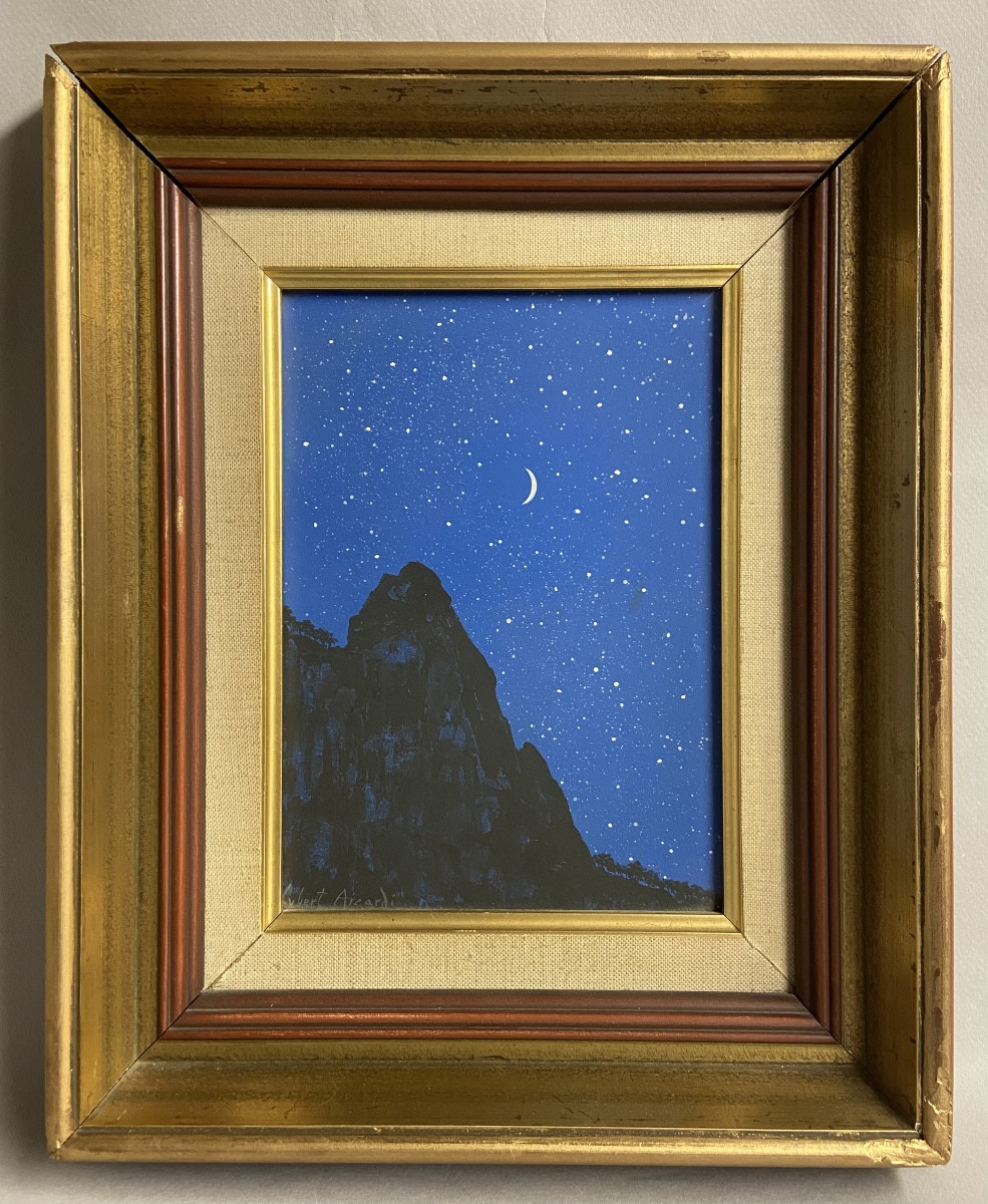 Hubert Aicardi, The Mountains Of Provence In The Moonlight, The Pines