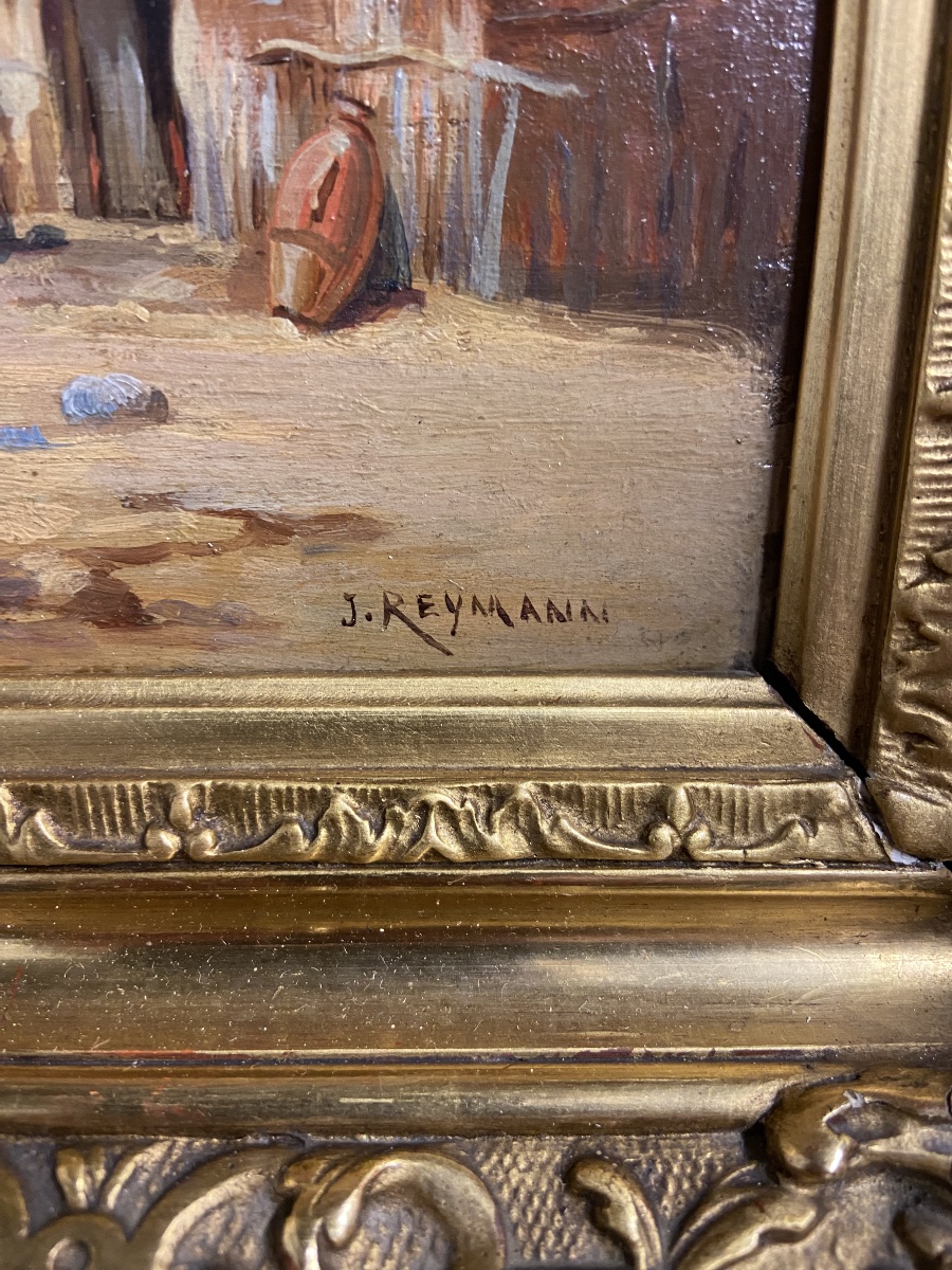 Joseph Reymann, Orientalist Landscape. Lively Scene-photo-2