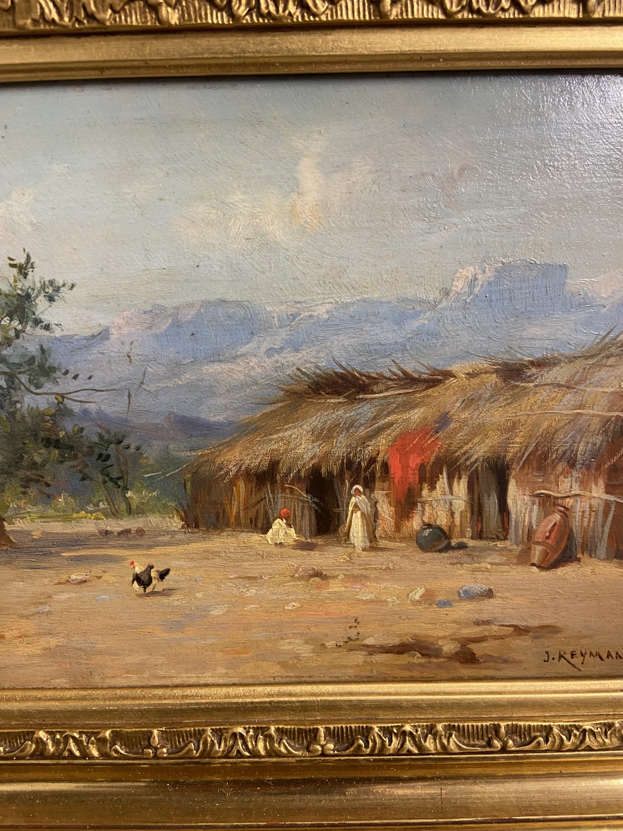 Joseph Reymann, Orientalist Landscape. Lively Scene-photo-3