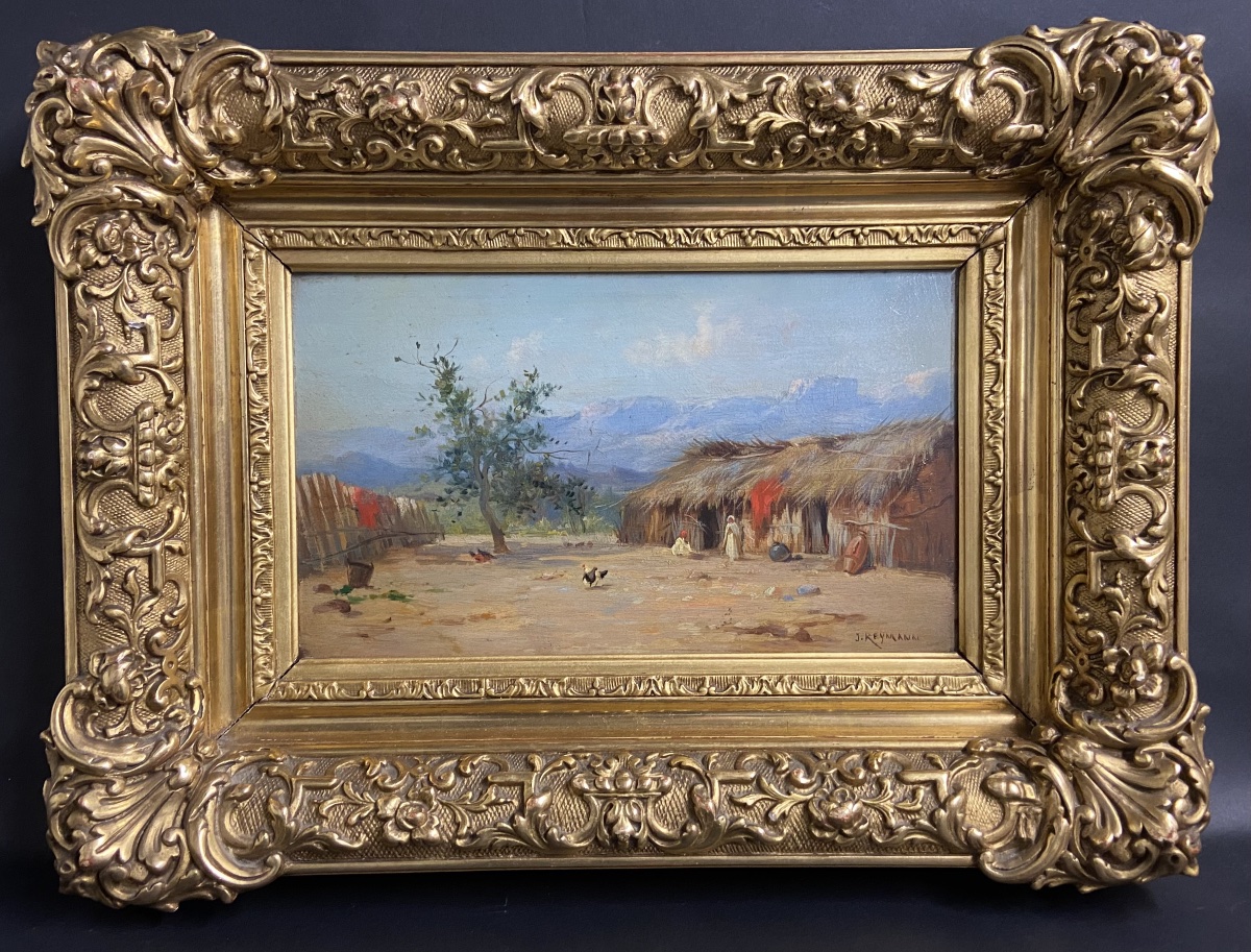Joseph Reymann, Orientalist Landscape. Lively Scene