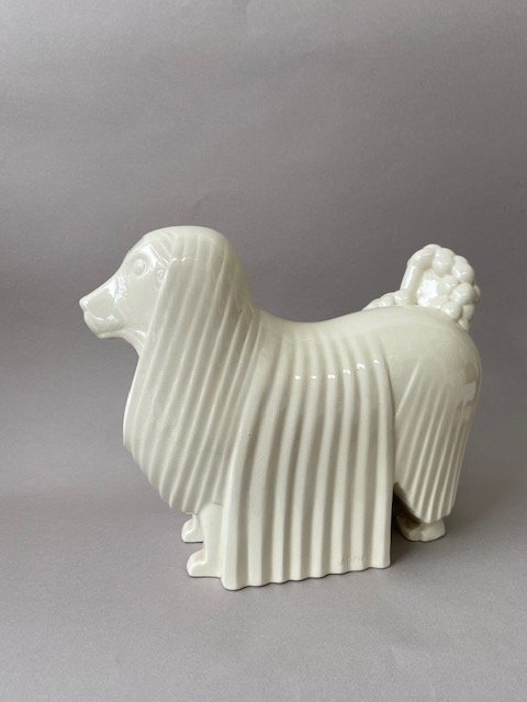 Adnet, Chien, Le Caniche. Craquelé Art Deco-photo-1