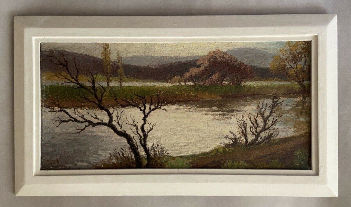 Marcel Guillard. Paysage De Bord De Rivière-photo-4