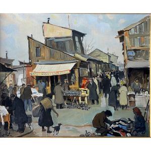 Le Marché Aux Puces De Saint Ouen Par Gabriel Vié, Scène Pleine De Vie