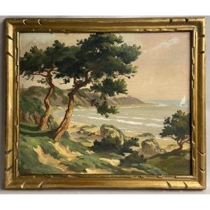 Jean Saint Georges, huile sur carton située la plage de Pornichet, vers Sainte Marguerite ?